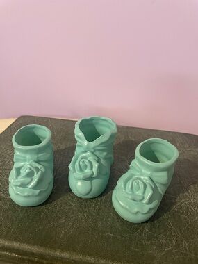 Baby/Toddler Floral ceramic Booties in blue - nursery decor
